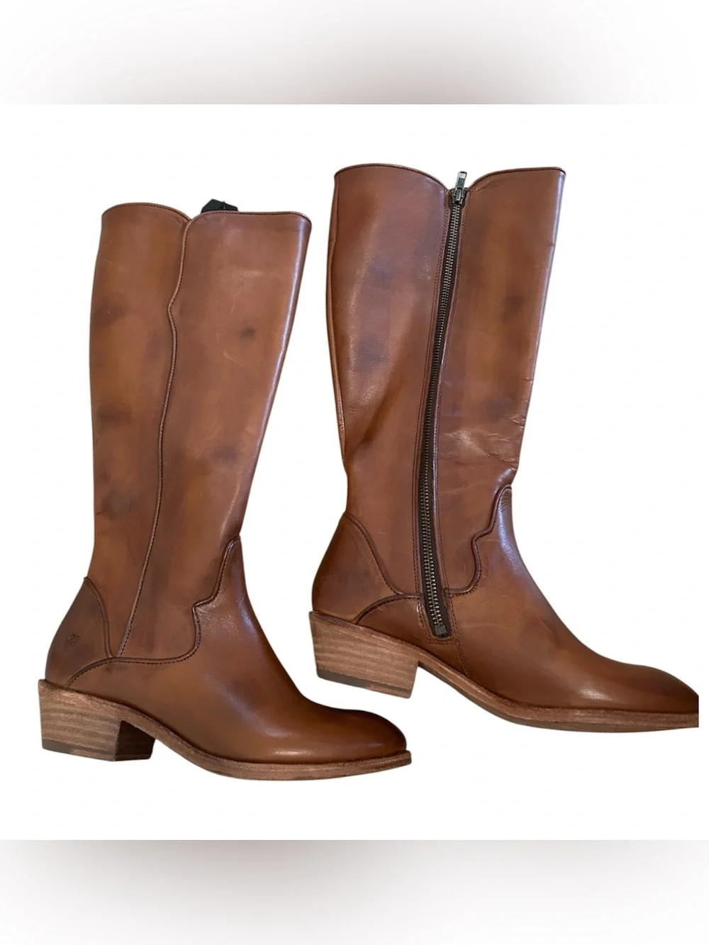 Frye Carson Piping Carmel Leather Tall Knee High Boots, size 6.5, NWT NO BOX